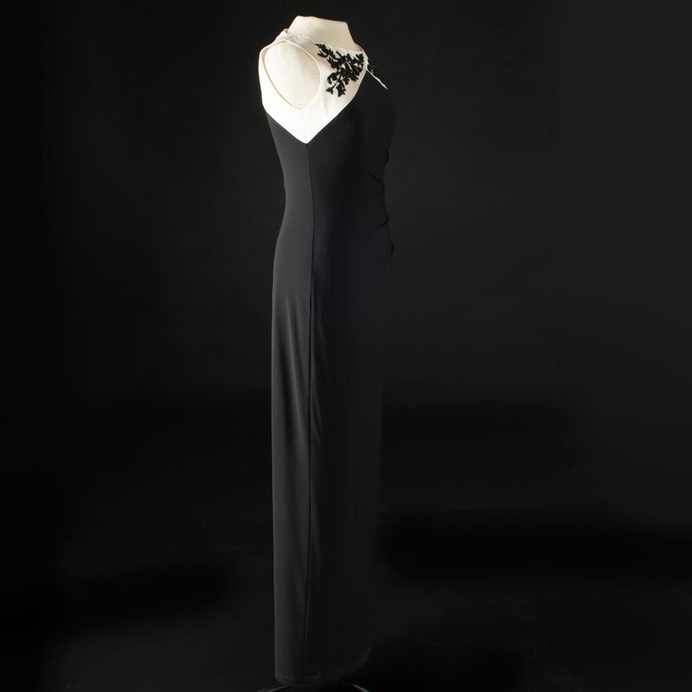 Lauren Ralph Lauren Evening Gown Black and White Embroidered Bodice 2 - Picture 2 of 13